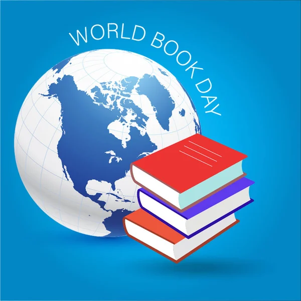 Drucken Welt Buch Tag Hintergrund mit Globus — Stockvektor