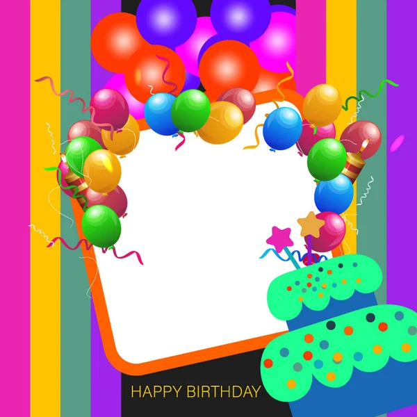 Print Colorful Happy Birthday Frame — Stock Vector