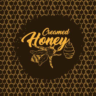 Arı, kroki Logo tasarımı petek desenli tatlım