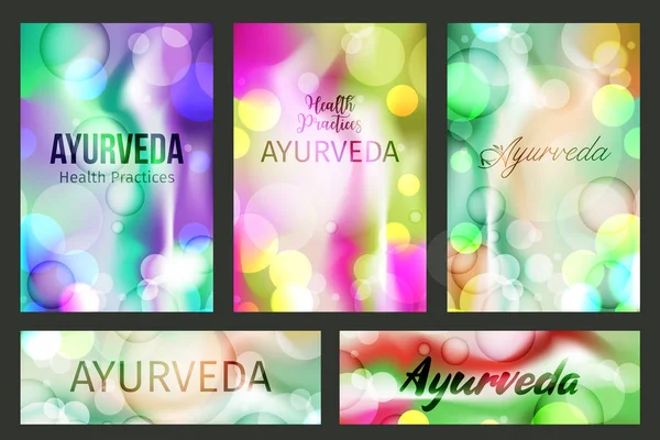 Aayurveda Brochure Templates Horizontal Banners Wellness Cosmetic Design — Stock Vector