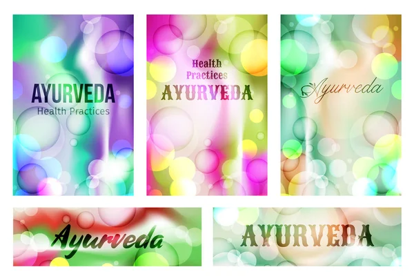 Aayurveda Brochure Templates Horizontal Banners Wellness Cosmetic Design — Stock Vector