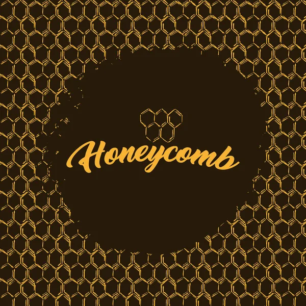 Honigbiene Skizze Logo Design Mit Wabenmuster — Stockvektor
