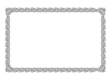 Siyah bitkiler yaprakları ile. Çiçek yatay çerçeve dekorasyon.