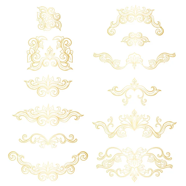 Золотий Декоративний Елемент Стилі Бароко Італії Процвітати — стоковий вектор