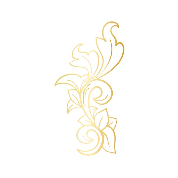 Elemento Decorativo Dorado Estilo Barroco Florecido Italiano — Vector de stock