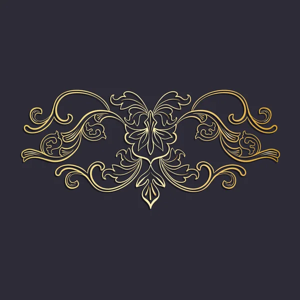 Elemento Decorativo Dorado Estilo Barroco Florecido Italiano — Vector de stock