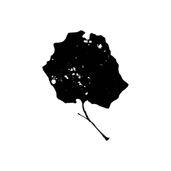 Zwarte Silhouet Met Blad Van Boom Geïsoleerd Witte Achtergrond — Stockvector