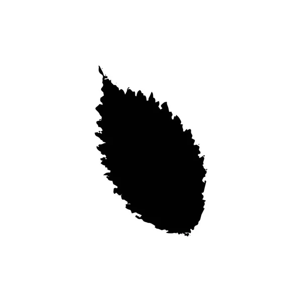 Silhouette Noire Avec Feuille Arbre Isolée Sur Fond Blanc — Image vectorielle
