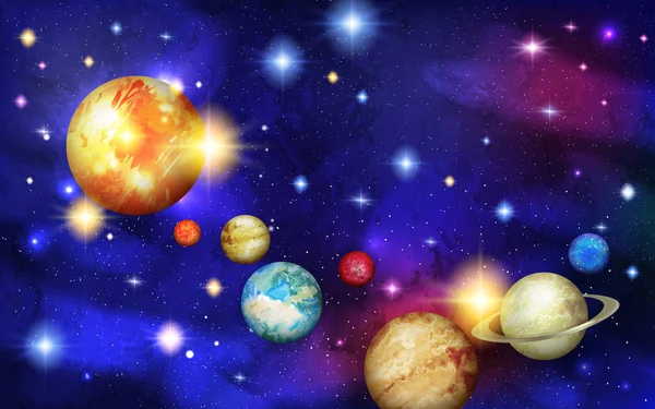 ระบบส ยะท ดวงอาท ปรอทและดาวศ โลกและดาวอ งคารดาวพฤห สบด และดาวเสาร เรน สและเนปจ — ภาพเวกเตอร์สต็อก
