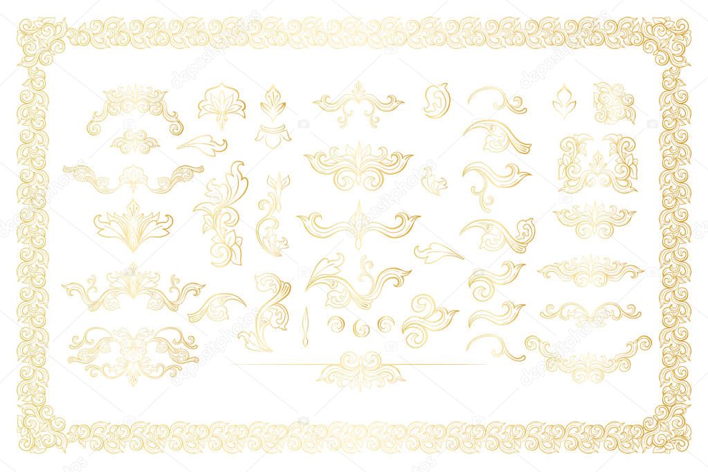 Golden decorative element in Italian flourish baroque style
