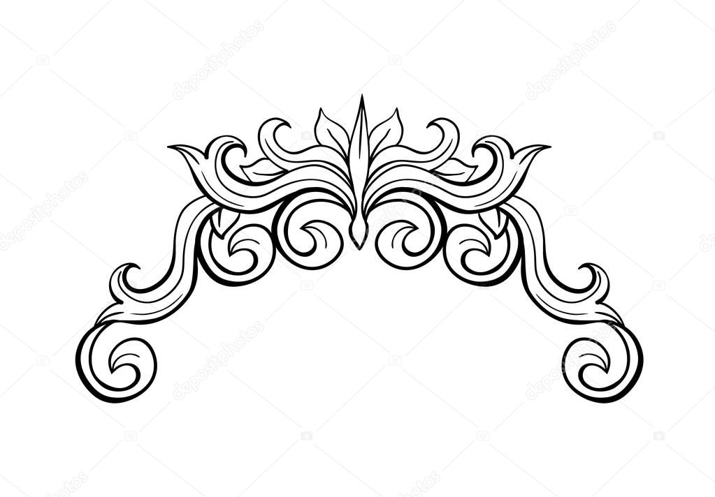 Black decorative element in Italian flourish baroque style