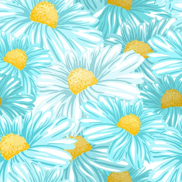 Daisy Chamomile Tea Herb Flowers Seamless Pattern Fondo Pantalla Terapia — Archivo Imágenes Vectoriales