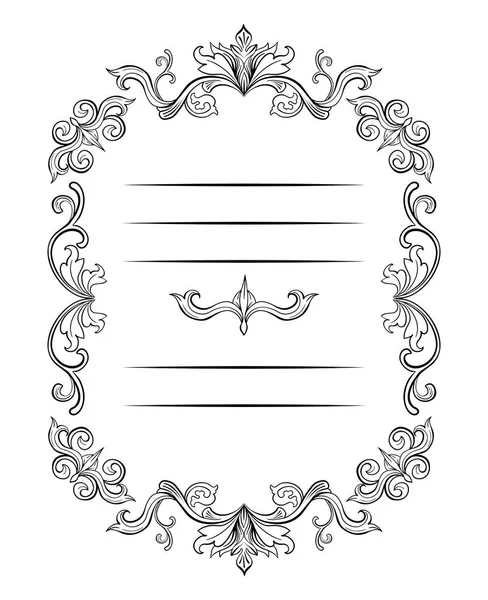 Floral Border Frame Place Text Copy Space Italian Vintage Ornament — Stock Vector