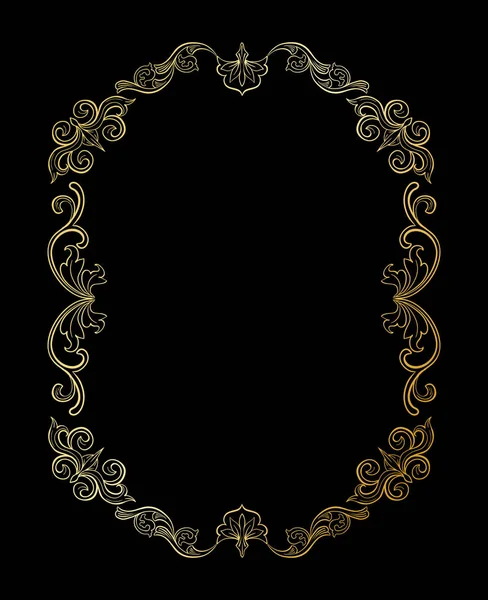 Golden Floral Grens Frame Voor Afbeelding Gouden Italiaanse Vintage Sieraad — Stockvector