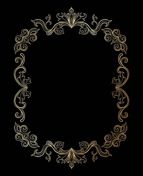 Golden Floral Border Frame Picture Gold Italian Vintage Ornament Photo — Stock Vector