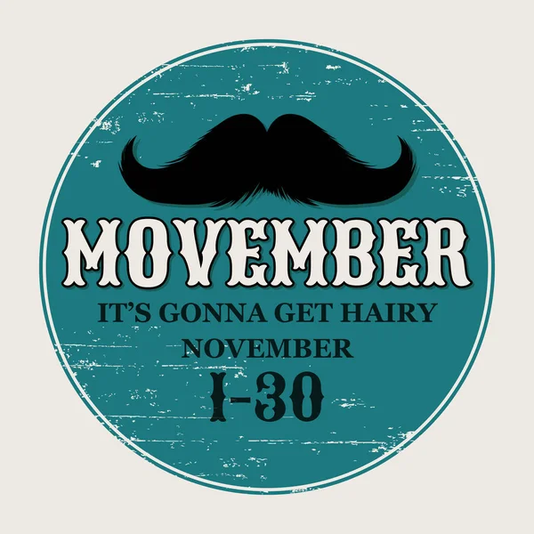 Plakát Movember Kníry Kulaté Nebo Kruh Nálepka Pro Listopadová Výzva — Stockový vektor