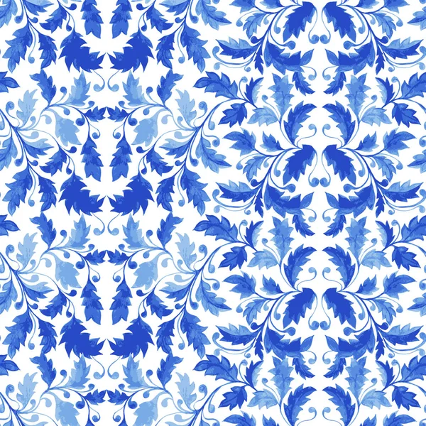 Adorno Azul Tradicional Azulejo Portugal Patrón Sin Costura Vectorial Con — Vector de stock