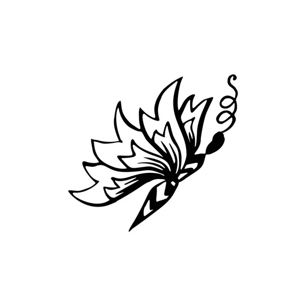 Бабочки Раскраска Страницы Книги Контур Линии Маркера Кисть Летающее Ручное — стоковый вектор