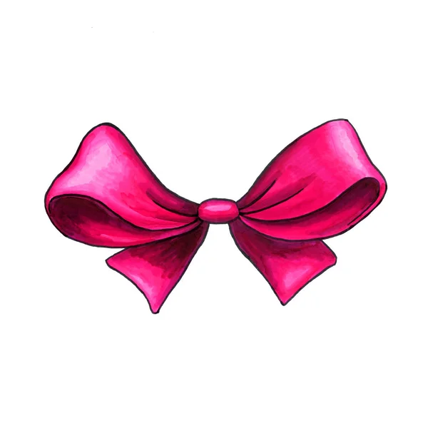 Pink Ribbon arco mão desenhado cor ilustração — Fotografia de Stock