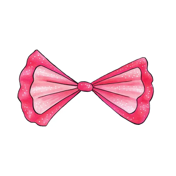 Pink Ribbon arco mão desenhado cor ilustração — Fotografia de Stock
