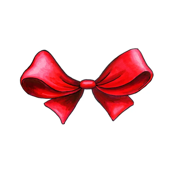 Ribbon bow hand drawn color illustration — Stock Photo, Image