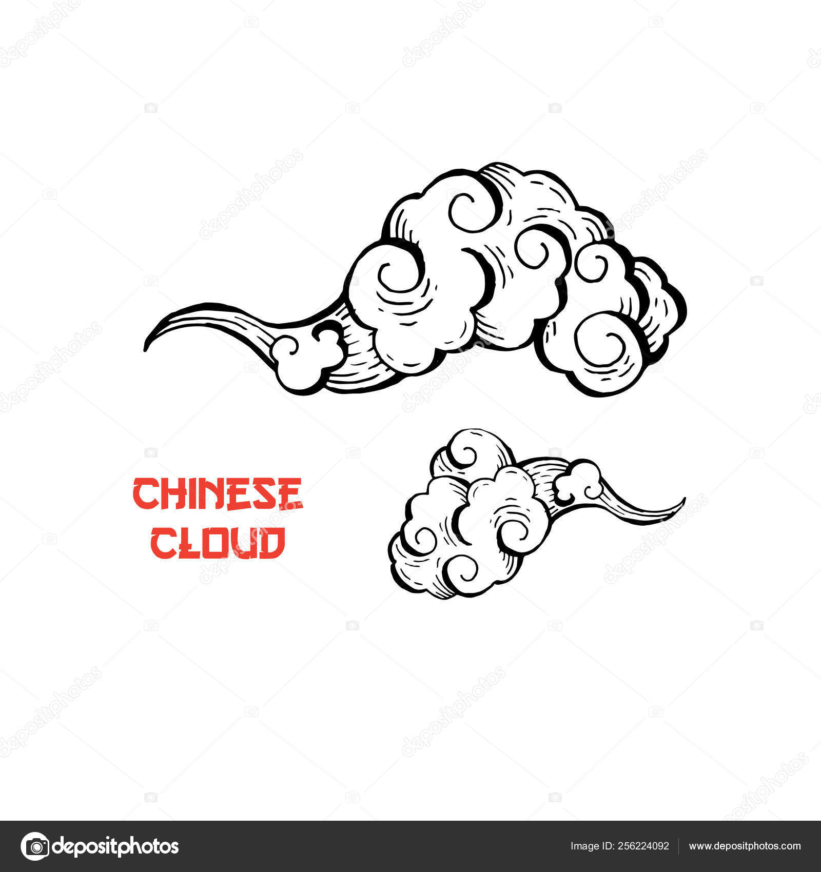 Design de ilustração de ícone de vetor de modelo de nuvem chinesa