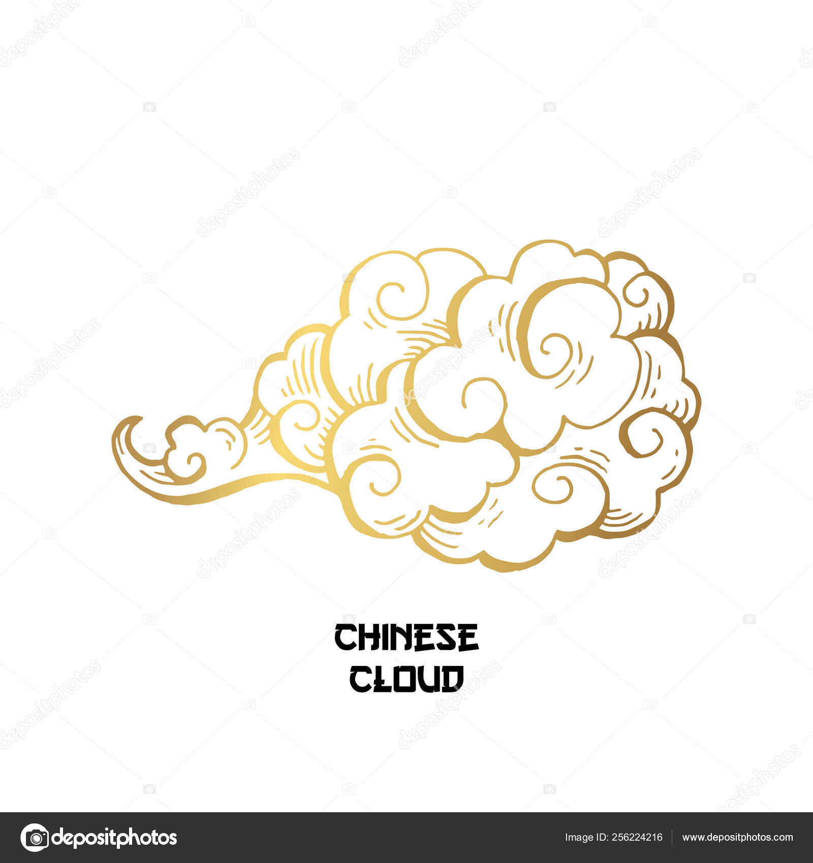 Nuvem em estilo chinês resumo isolado na ilustração vetorial de fundo  branco