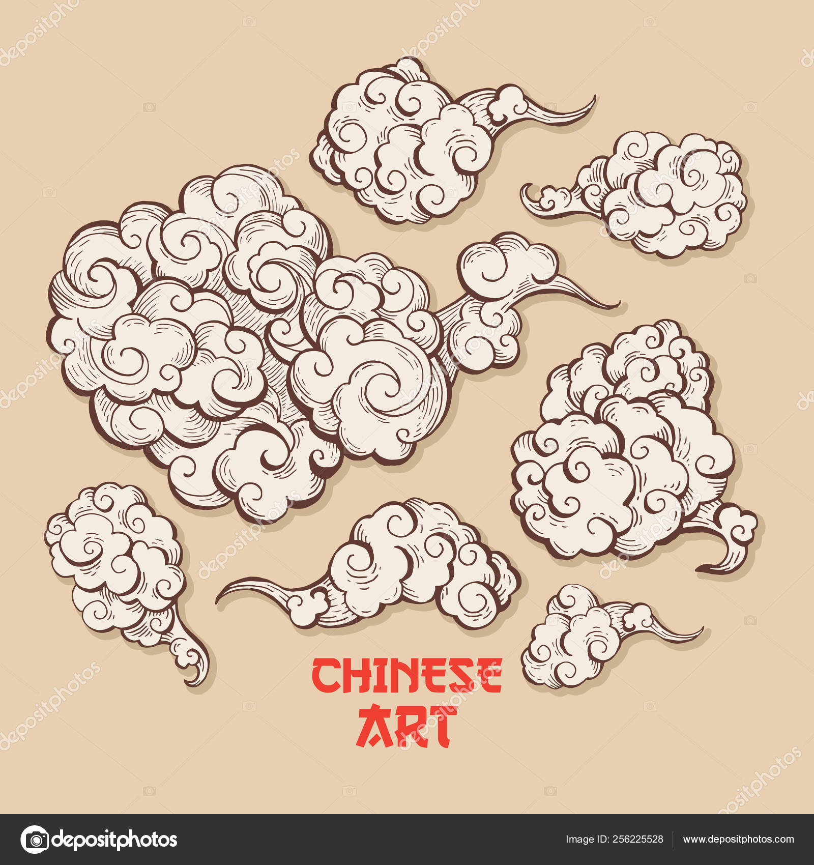 Design de ilustração de ícone de vetor de modelo de nuvem chinesa