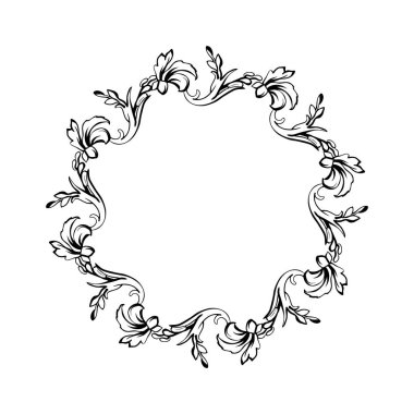 Çiçek Vintage vektör daire çerçeve, beyaz izole