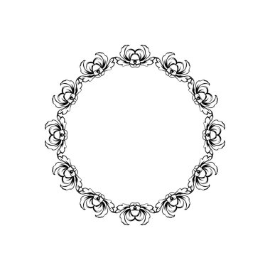 Çiçek Vintage vektör daire çerçeve, beyaz izole