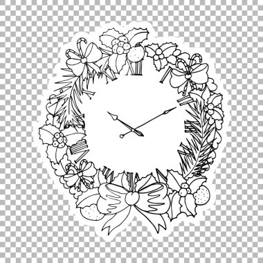 Saat çelenk Sticker süslü illüstrasyon