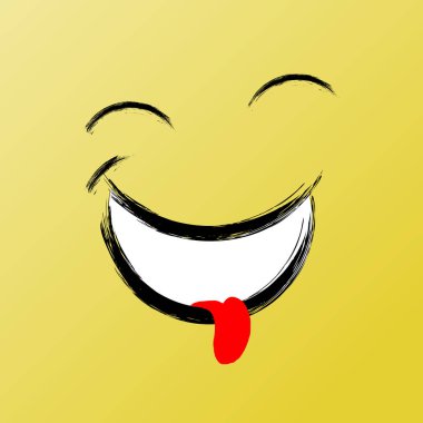 Smile kapalı gözler, komik fırça grafik, vektör gülümseme simgesi. Inspirational ve motivasyon grafik Illüstrasyon