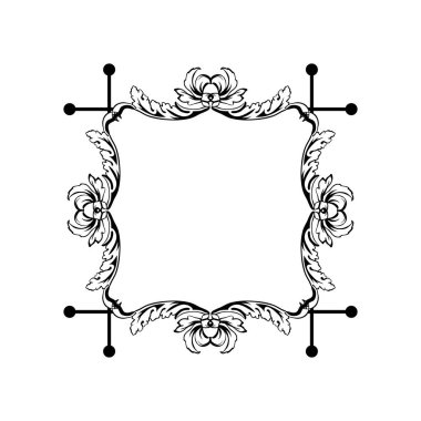 Çiçek Vintage vektör kare çerçeve, beyaz izole