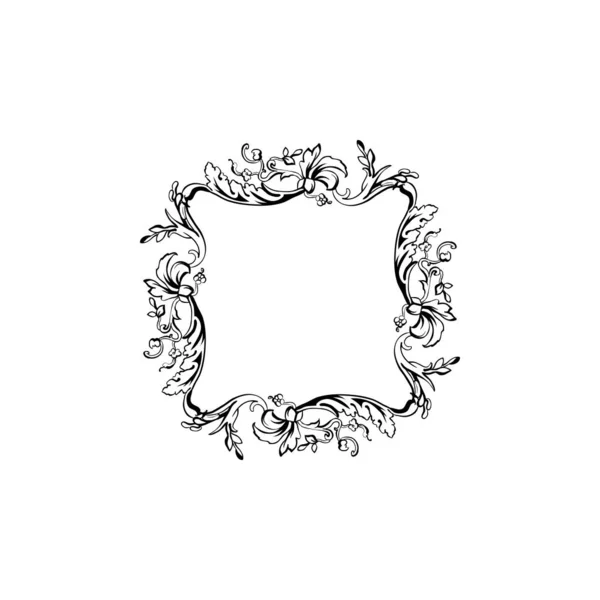 花のヴィンテージベクター正方形フレーム、白に分離 — ストックベクタ