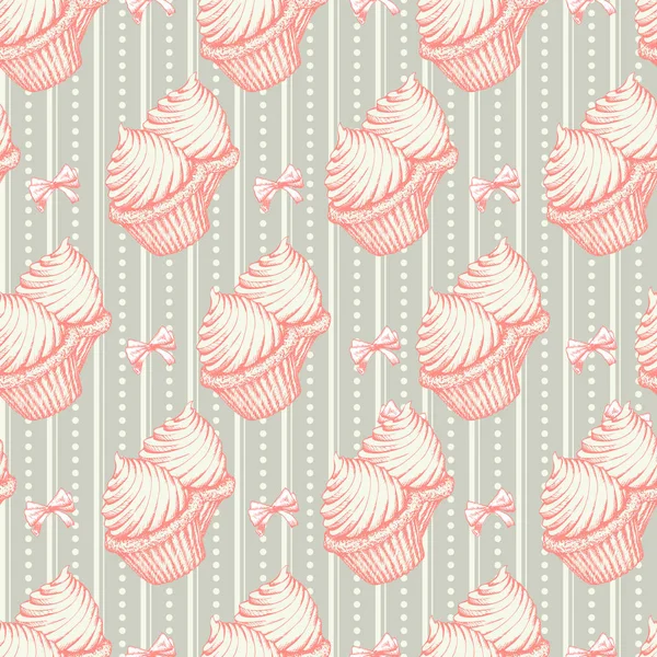 Xmas Sweets Seamless Pattern with Cake for Gift Wrapping Papers.