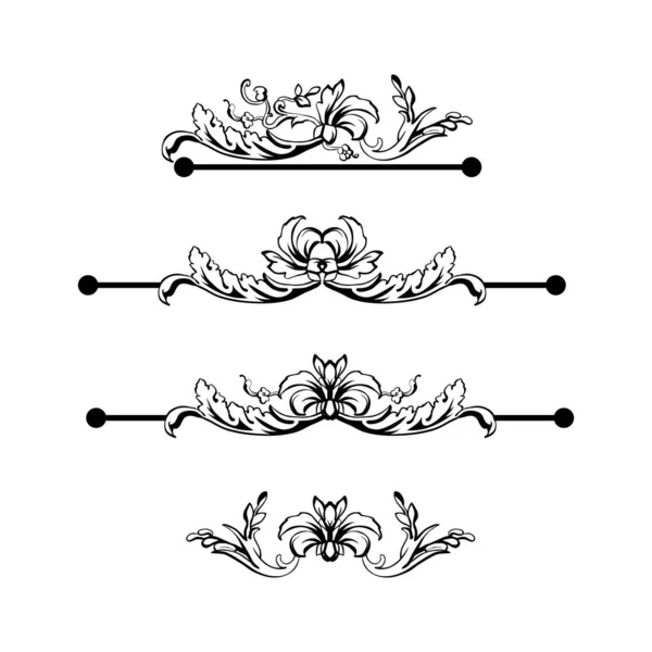 Цветение набор разделителей текста, векторный винтажный стиль — стоковый вектор