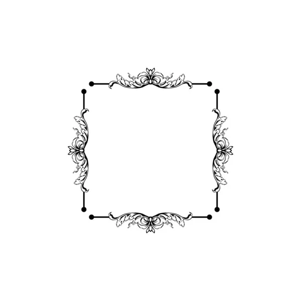 Floral vintage vector square frame, isolated on white — Stock Vector