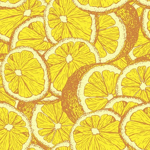 レモンハンド描画シームレスベクトルパターン — ストックベクタ