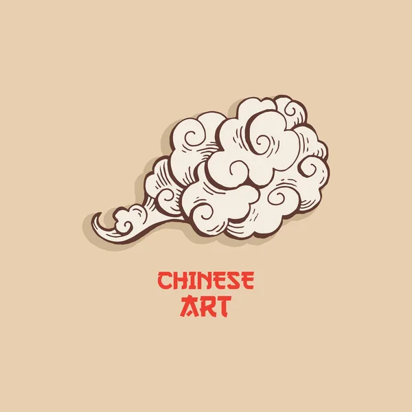 Chinese gouden wolken en wind waait geïsoleerde illustratie — Stockvector