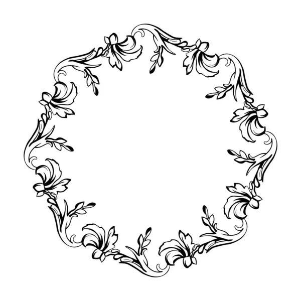 Floral Vintage vector cirkelframe, geïsoleerd op wit — Stockvector