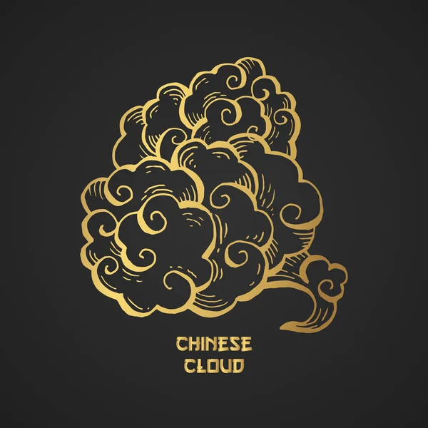 Chinesisches Gold Wolken und Wind weht vereinzelt Illustration — Stockvektor