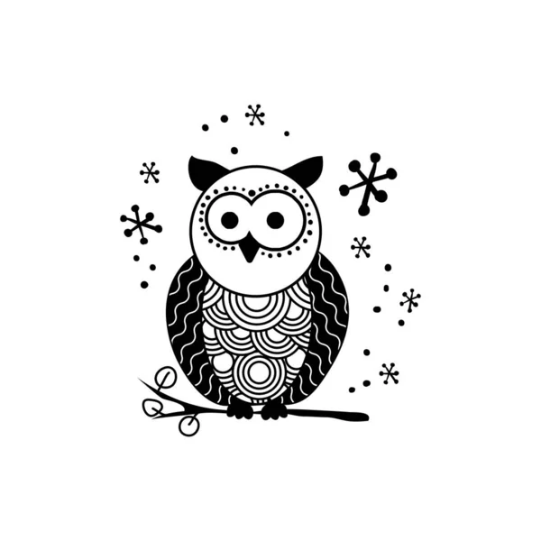 Decorative owl silhouette vector illustration — Stock Vector