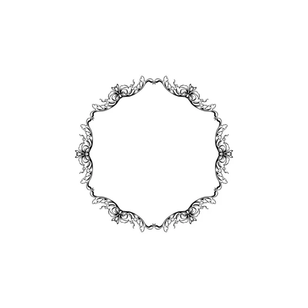 Floral vintage quadro círculo vetorial, isolado em branco — Vetor de Stock