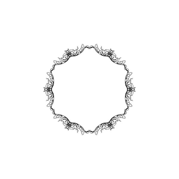 Floral Vintage vector cirkelframe, geïsoleerd op wit — Stockvector