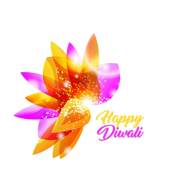 Happy Diwali Indian Isolated Vector Flower. Pink, Yellow and Orange Shiny Gradients — Stock Vector