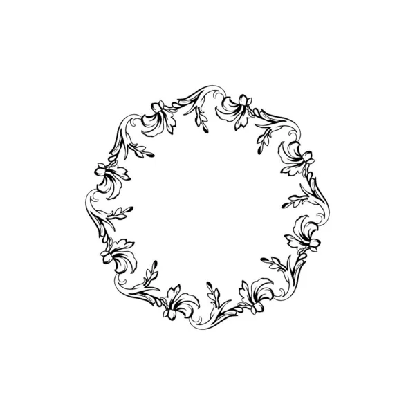 Floral vintage vector circle frame, isolated on white — Stock Vector