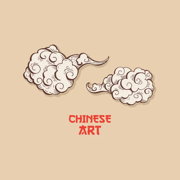 Κινεζικά χρυσά σύννεφα και φυσάει άνεμος απομονωμένη απεικόνιση — Διανυσματικό Αρχείο