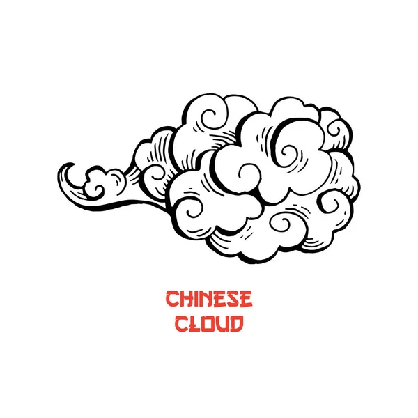 Nuages chinois et vents soufflent illustration isolée — Image vectorielle