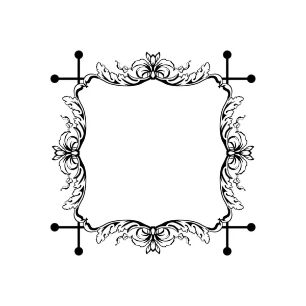 花复古向量正方形框架, 查出在白色 — 图库矢量图片