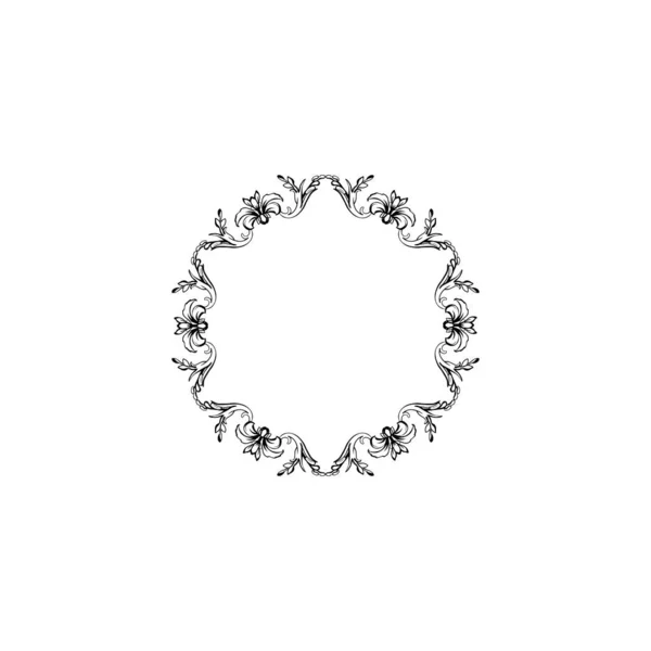 Cadre floral vintage en cercle vectoriel, isolé sur blanc — Image vectorielle